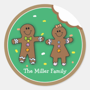 Sticker Rond Whimsical Christmas Gingerbread Cookie Bite