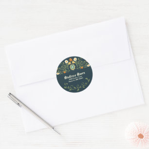 Sticker Rond Whimsical Country Flower Garden Adresse de retour