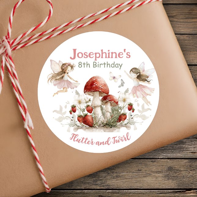 Sticker Rond whimsical garden flutter and twirl fairy birthday  (Créateur téléchargé)