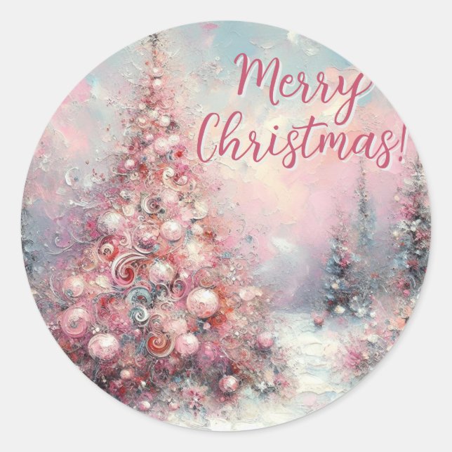 Sticker Rond Whimsical Impressionistic Christmas Tree (Devant)