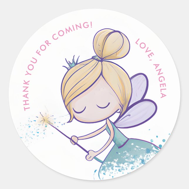 Sticker Rond Whimsical Magique Fairy Merci Anniversaire (Devant)