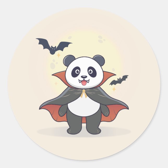 Sticker Rond Whimsical Panda Wizard with Magic Hat (Devant)
