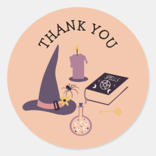 Sticker Rond Whimsical rose sorcière thème classique collant ro
