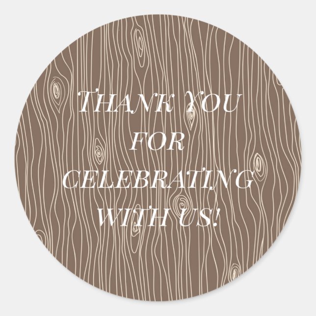 Sticker Rond Whimsical Rustic Wood Grain Forêt de bois (Devant)