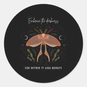 Sticker Rond Whimsigoth Cottagecore Goblincore Forest Luna Moth