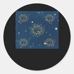 Sticker Rond Whimsigoth Night Sky Sun Moon Witchy Classic Desig