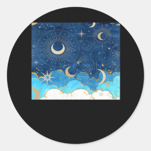 Sticker Rond Whimsigoth Nuages Sun Moon Witchy Classic