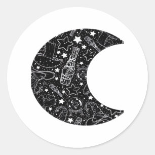 Sticker Rond Whimsigoth Witch Moon Wicca Kawaii Goth Tattoo Ast
