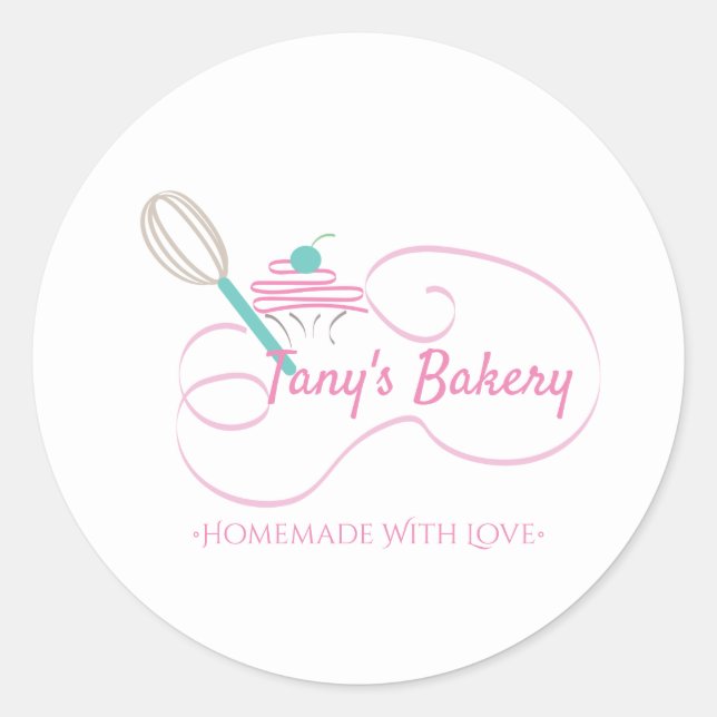 Sticker Rond Whisk Cupcakes Swirl boulangerie maison (Devant)
