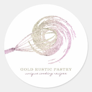 Sticker Rond Whisk Parties scintillant Sparkle Bakery Chef Rose