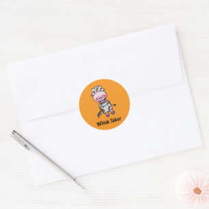 Sticker Rond Whisk Taker Pig - Drôle Chef Design