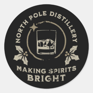 Sticker Rond Whiskey Bourbon Making Spirits Bright Funny Christ