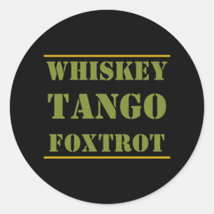 Sticker Rond Whiskey Tango Foxtrot WTF
