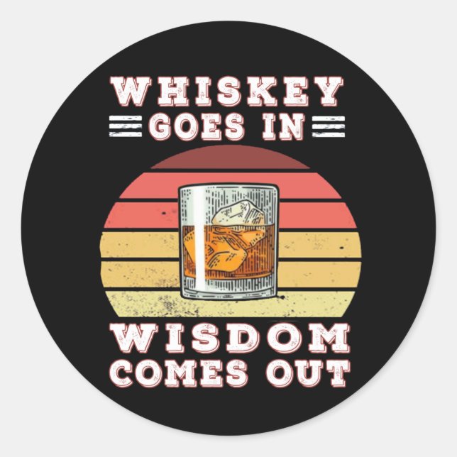 Sticker Rond Whiskey va sagesse sort (Devant)