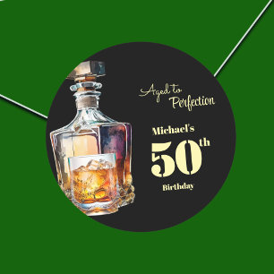 Sticker Rond Whisky d'anniversaire 50 ans pour hommes vieillis