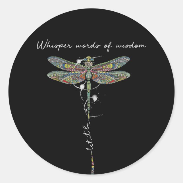 Sticker Rond Whisper Words Of Wisdom Brocade Dragonfly (Devant)