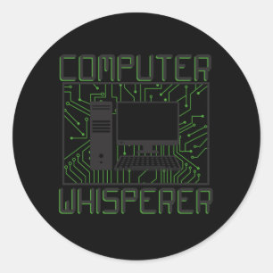 Sticker Rond Whisperer de l'ordinateur de support technique