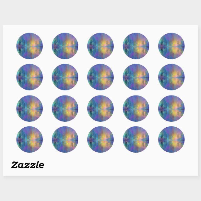 Sticker Rond Whisperpering Woods, mystique et apaisant, (Feuille)