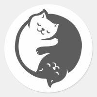 White and Black Cat Yin-Yang - choose back color