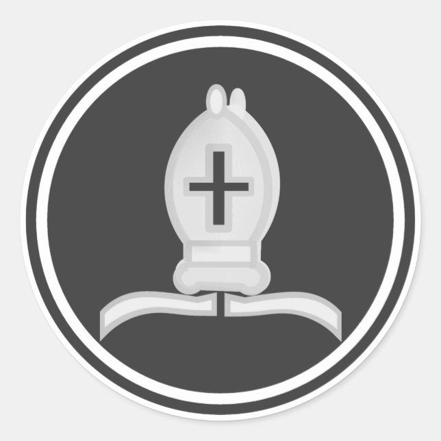 Sticker Rond White Bishop Chess Piece (Devant)