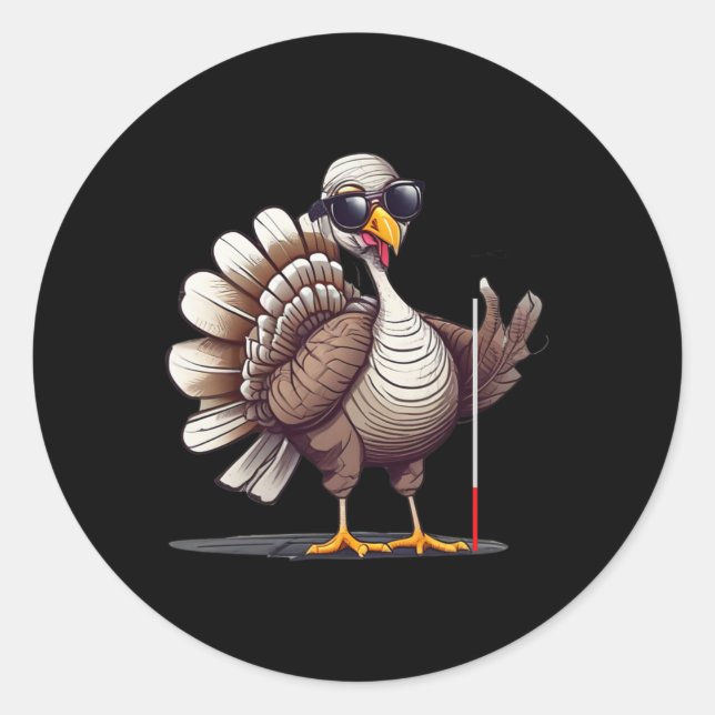 Sticker Rond White Cane Awareness Thanksgiving Coms Orientation (Devant)