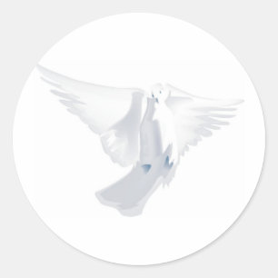 Sticker Rond White Dove in Flight Image