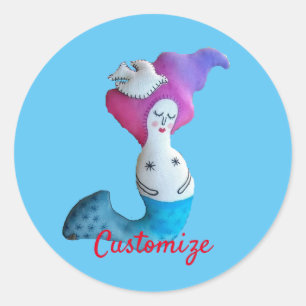 Sticker Rond White Dove Mermaid Thunder_Cove 