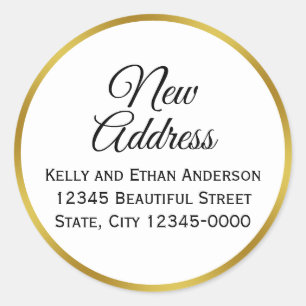 Sticker Rond White et Faux Gold Nouvelle adresse