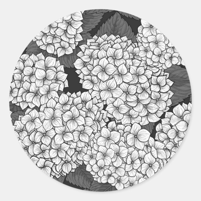 Sticker Rond White hydrangea (Devant)