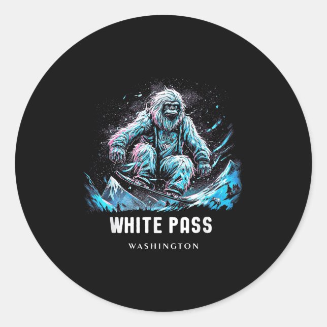 Sticker Rond White P Washington Ski Skiing Skier _1  (Devant)