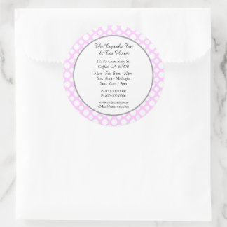 Sticker Rond White Polka Dots on Pink Small Business Custom
