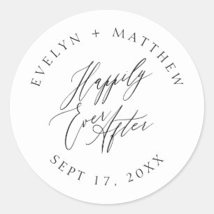 Sticker Rond White Round Heureusement Jamais après Calligraphie