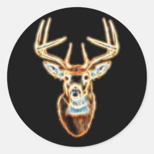 Sticker Rond White tail Deer Head Energy Spirit