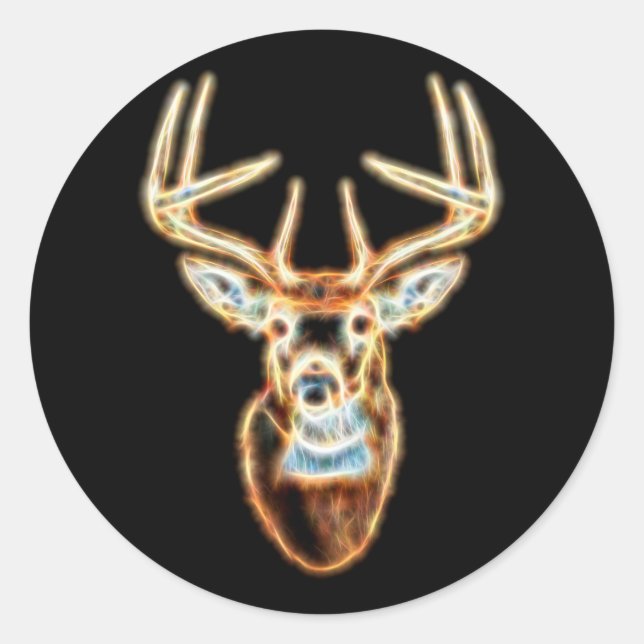 Sticker Rond White tail Deer Head Energy Spirit (Devant)