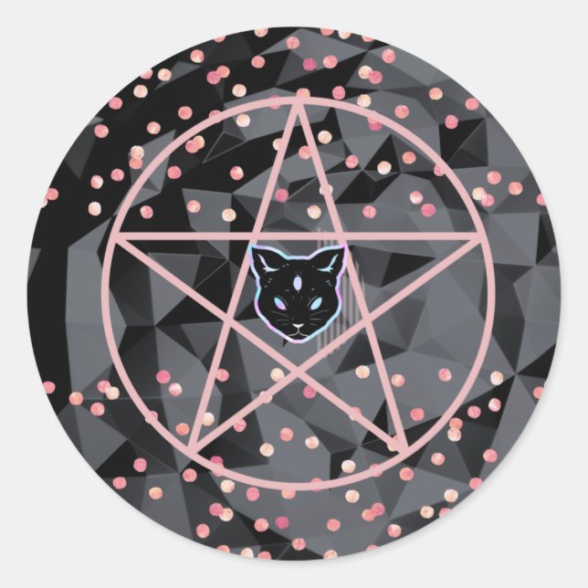 Sticker Rond WiizyWitch Magic Witch Cosmic Chat Pentacle Magick (Devant)