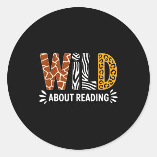 Sticker Rond Wild about reading book animal children's book