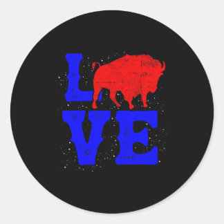 Sticker Rond Wild American Bison Lover Valentines Day Love Buff