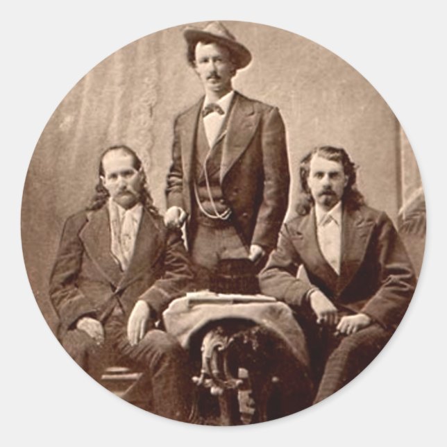 Sticker Rond Wild Bill Hickok - Texas Jack - Buffalo Bill (Devant)