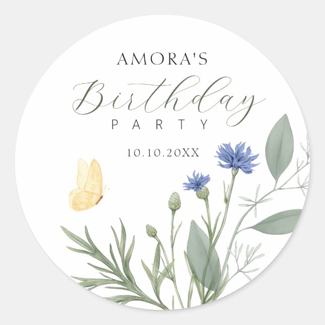Sticker Rond Wild flowers minimalist elegant  (Devant)