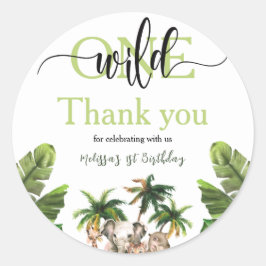 Sticker Rond Wild One First 1st Safari Animaux Anniversaire