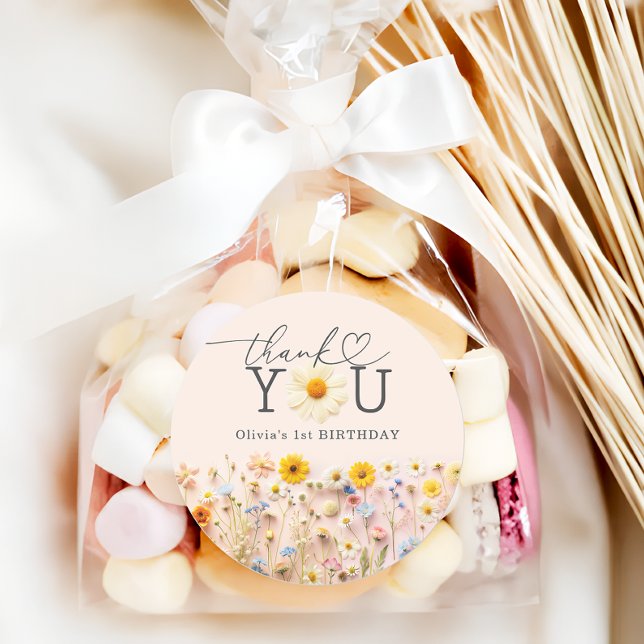 Sticker Rond Wild One Fleur sauvage 1er anniversaire (Créateur téléchargé)