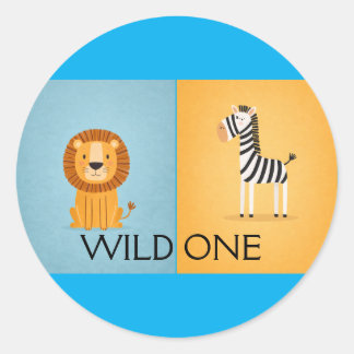 Sticker Rond Wild One Jungle Birthday- Safari Animals