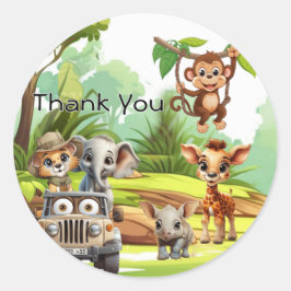 Sticker Rond Wild One Jungle Safari 1st Birthday Paper Cup 