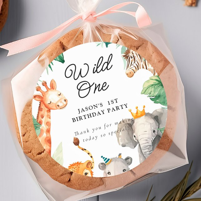 Sticker Rond Wild One Jungle Safari Anniversaire (Créateur téléchargé)