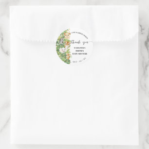 Sticker Rond Wild One Safari Animaux Baby shower Merci