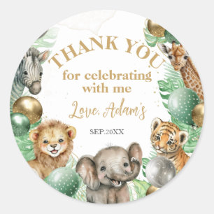 Sticker Rond Wild One Safari animaux Balloon Baby 1er anniversa