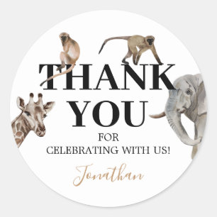 Sticker Rond Wild One Safari Animaux Merci