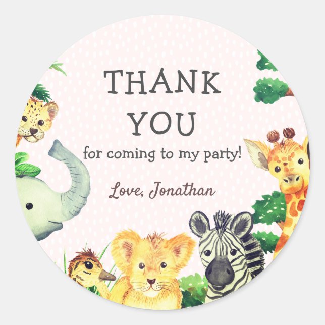 Sticker Rond Wild One Tropical Pluie Forest Merci Anniversaire (Devant)