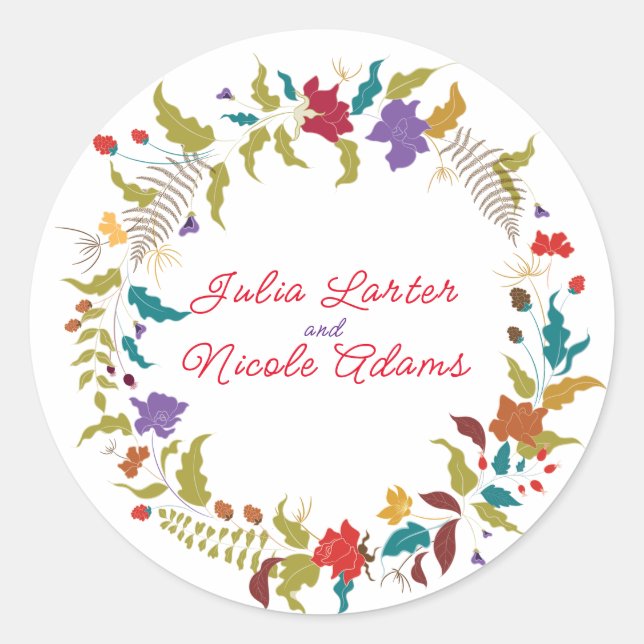 Sticker Rond Wild Rose Woods Exotic Flower Garden Mariage (Devant)