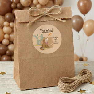 Sticker Rond Wild West Rustic Happy Trails Cowboy